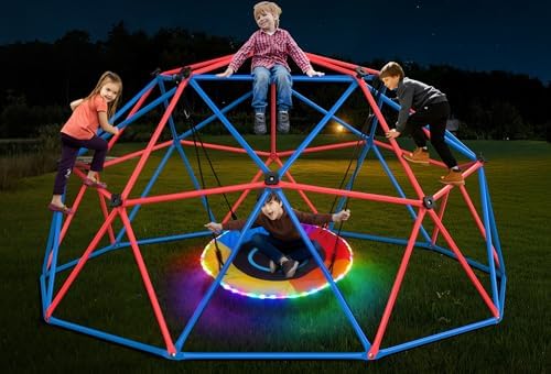 Kids Outdoor Jungle Gym - Clim Dome Swing Set with LED