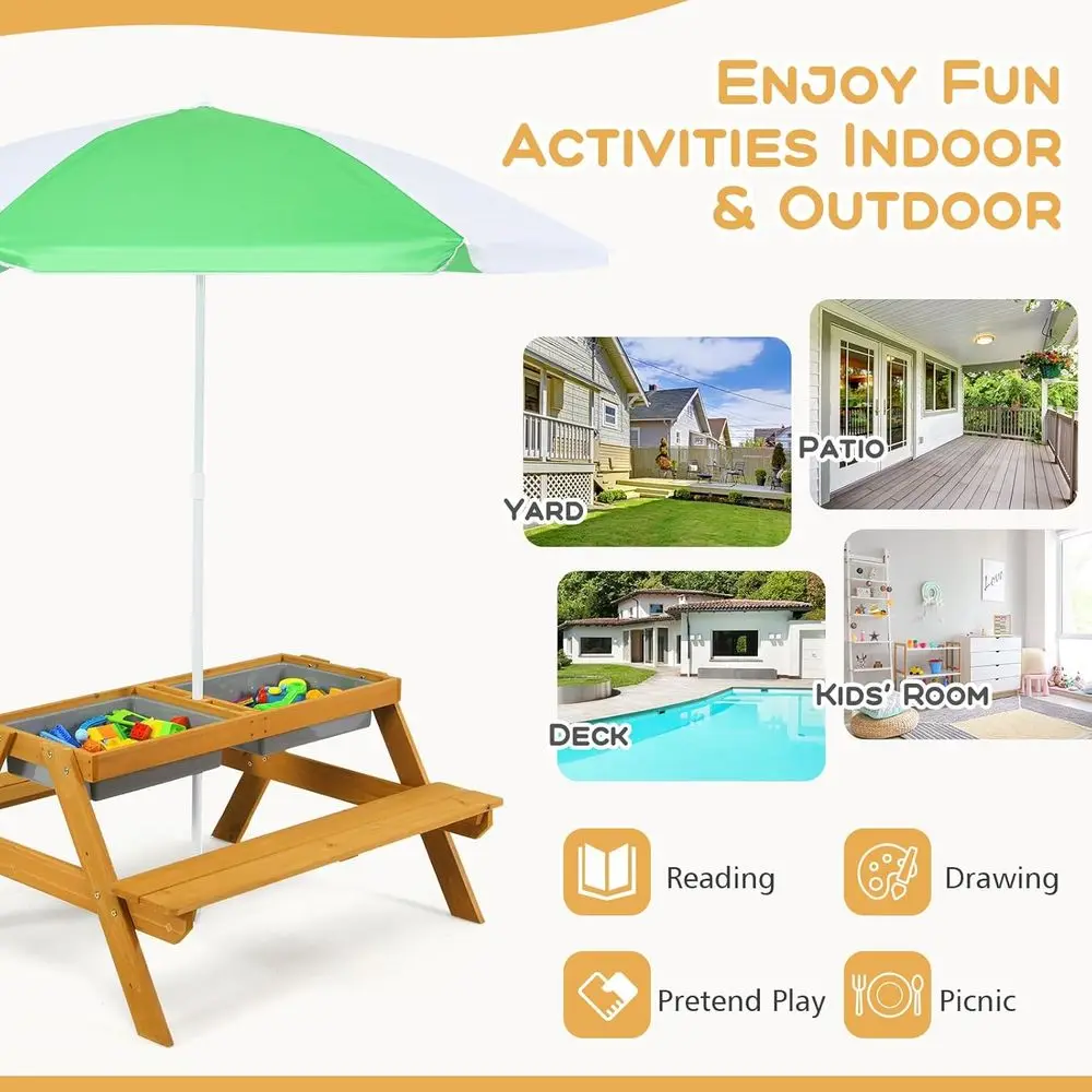 3-in-1 Height-Adjustable Umbre - Kids Outdoor Water Table recension och pris