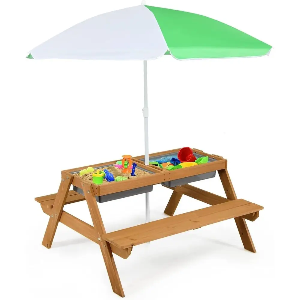 4-in-1 Wooden Sand & Water Pic - Kids Outdoor Water Table recension och pris