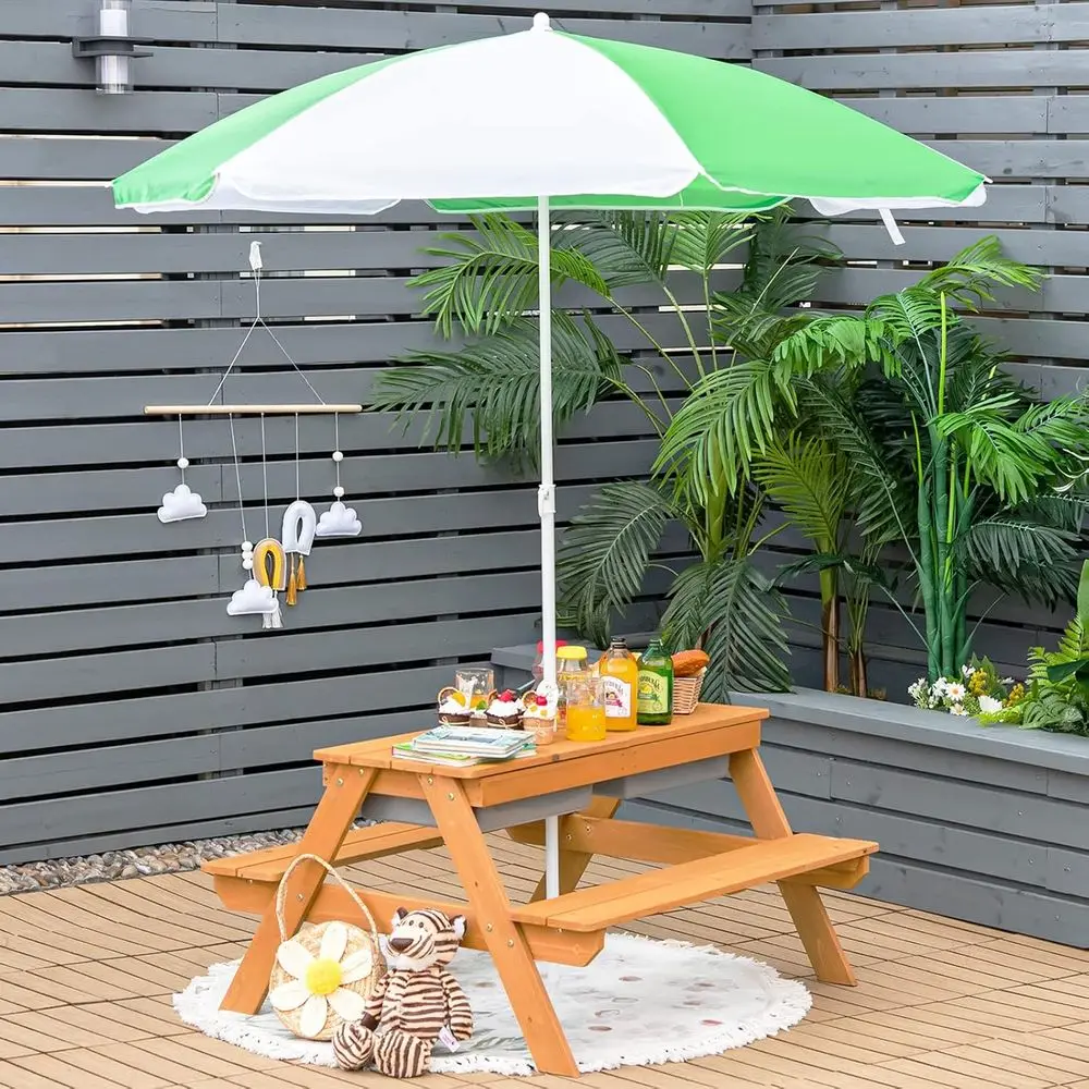 4-in-1 Wooden Sand & Water Pic - Kids Outdoor Water Table recension och pris