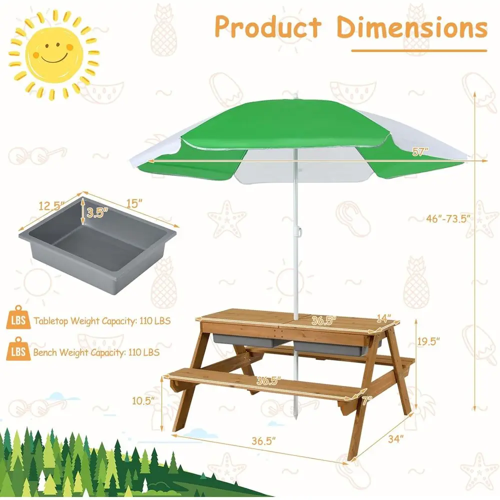 4-in-1 Wooden Sand & Water Pic - Kids Outdoor Water Table recension och pris