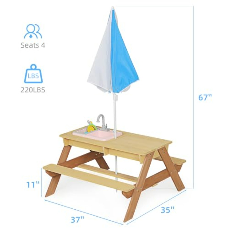 Outdoor kids picnic table with - Kids Outdoor Table With Umbrella recension och pris