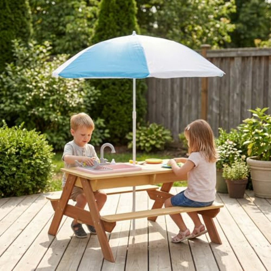Outdoor kids picnic table with - Kids Outdoor Table With Umbrella recension och pris