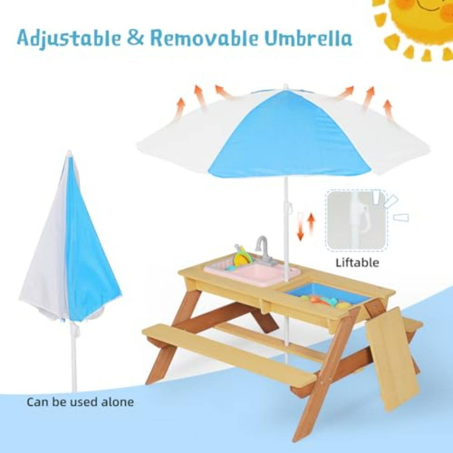 Outdoor kids picnic table with - Kids Outdoor Table With Umbrella recension och pris
