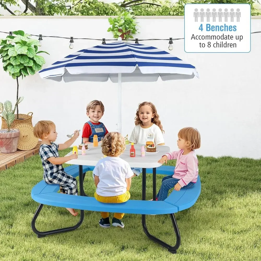 8-Person Kids Picnic Table wit - Kids Outdoor Table With Umbrella recension och pris