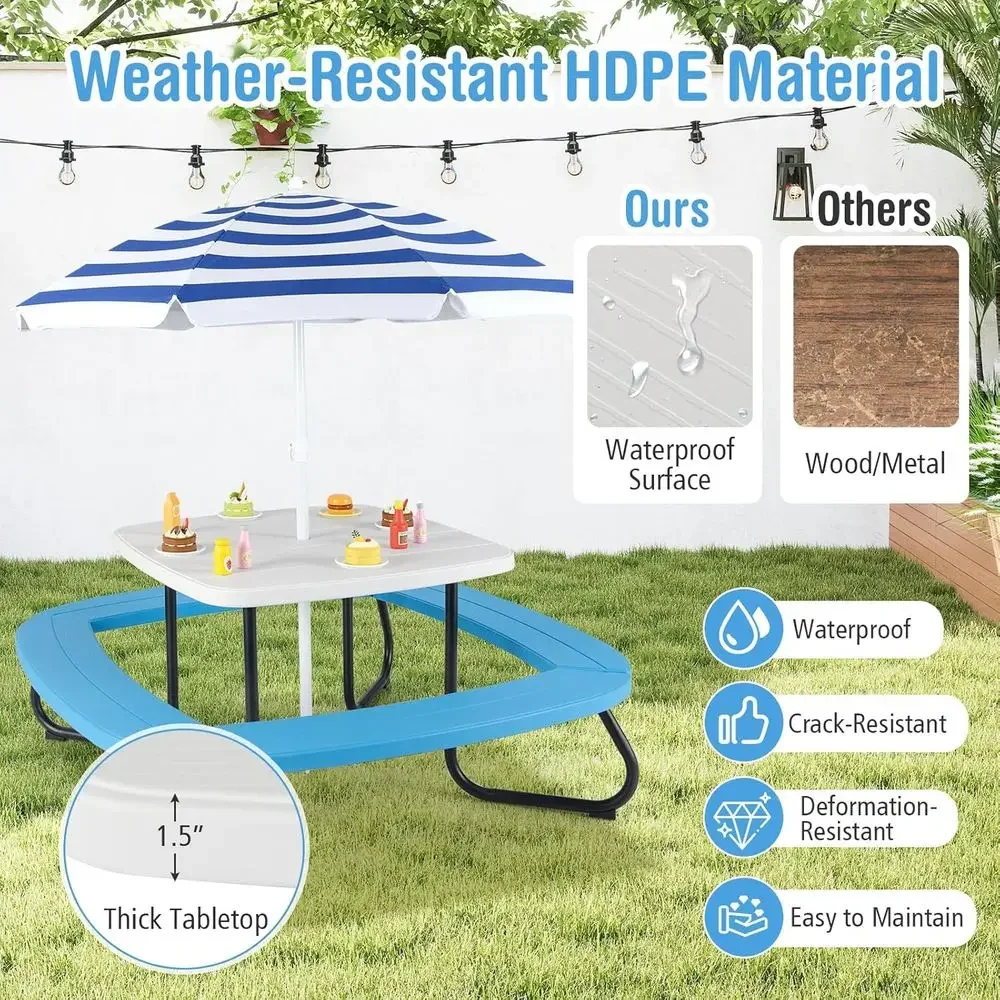 8-Person Kids Picnic Table wit - Kids Outdoor Table With Umbrella recension och pris