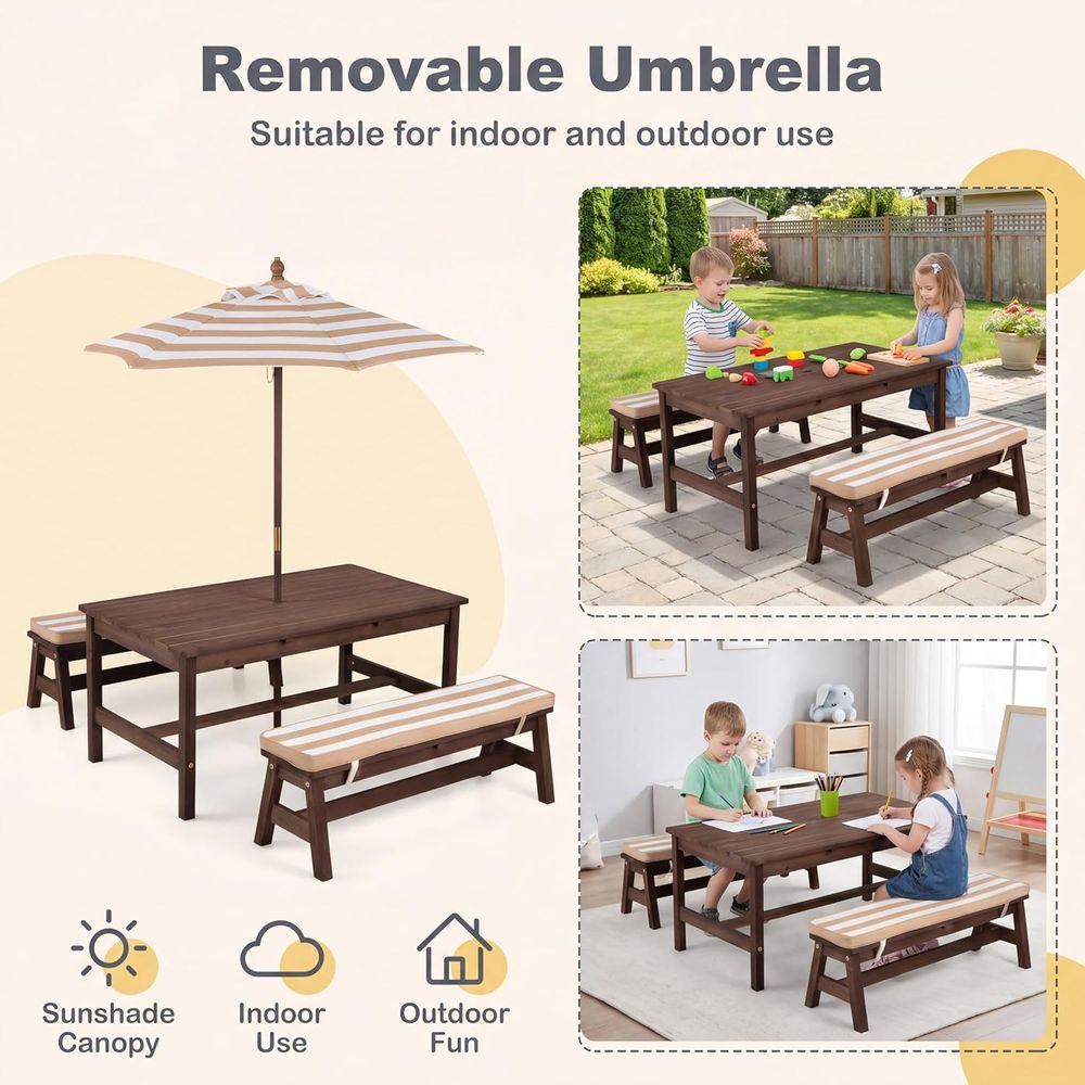 Kids Picnic Table, Large 42“x  - Kids Outdoor Table With Umbrella recension och pris