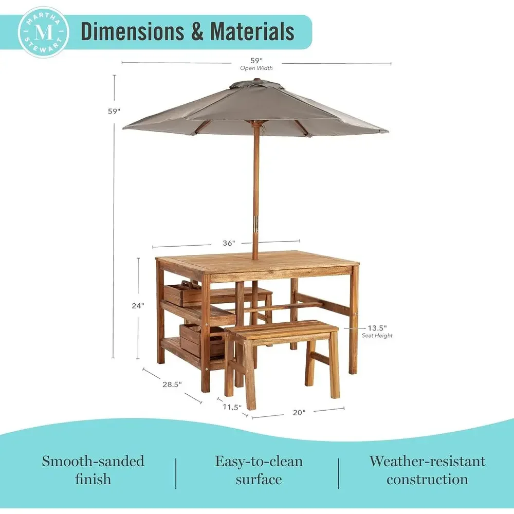 Kids Outdoor Crat Table, Bench - Kids Outdoor Table With Umbrella recension och pris