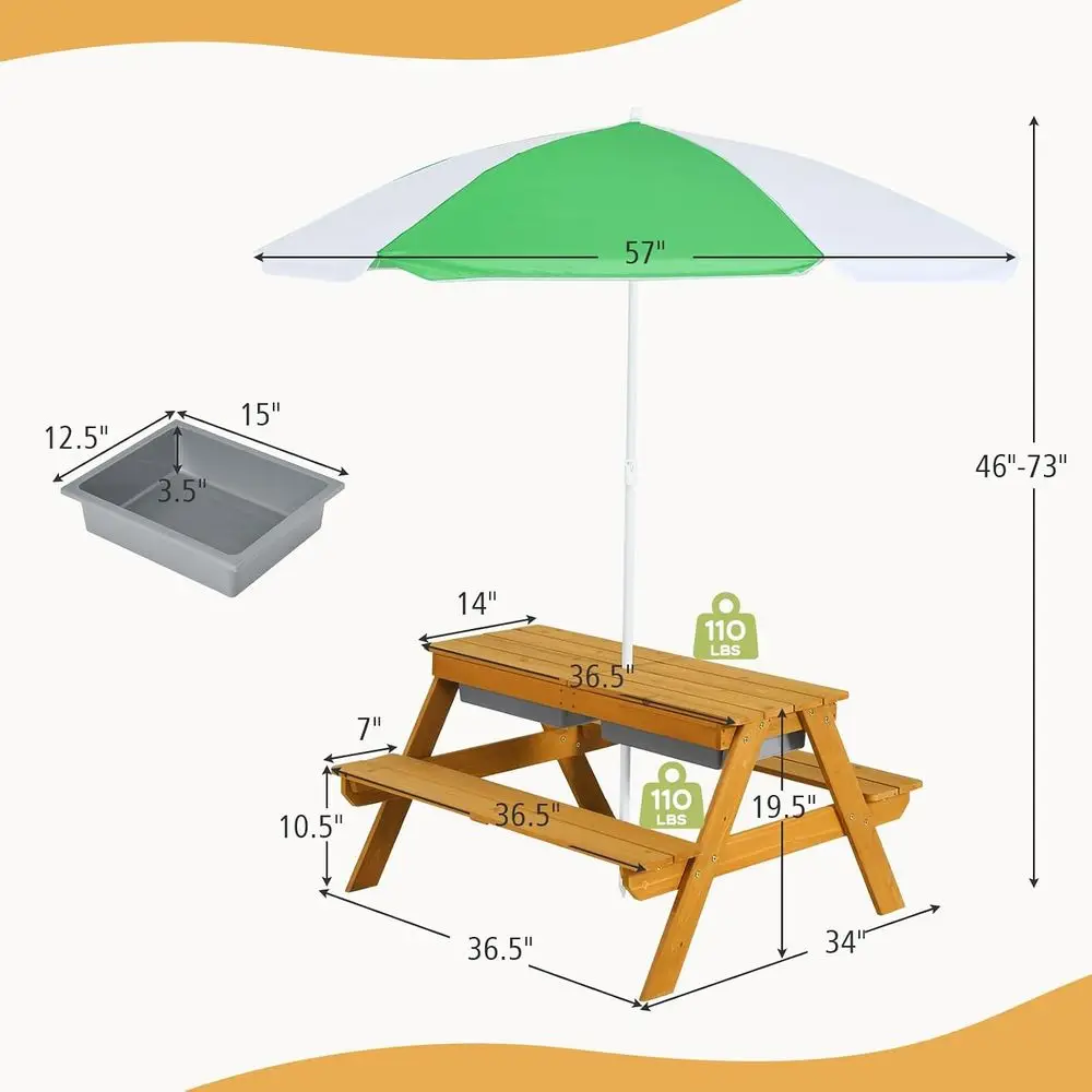 3-in-1 Height-Adjustable Umbre - Kids Outdoor Table With Umbrella recension och pris