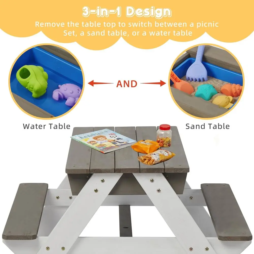 Convertible 3-in-1 Wooden Picn - Kids Outdoor Water Table recension och pris