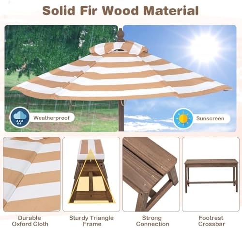 Kids Picnic Table, Outdoor Woo - Kids Outdoor Table With Umbrella recension och pris