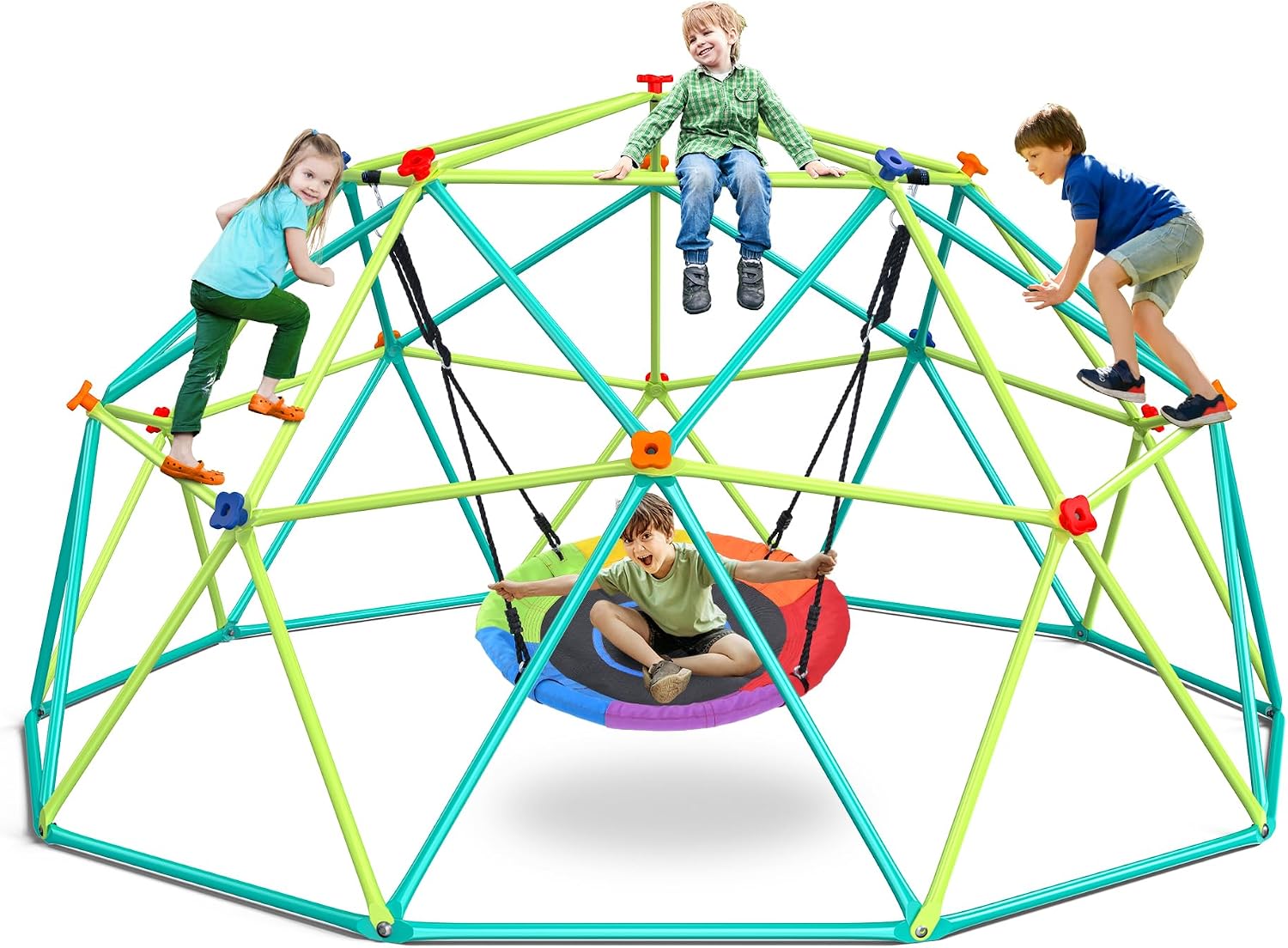 10 ft Climbing Dome Swing Set  - Kids Outdoor Jungle Gym recension och pris