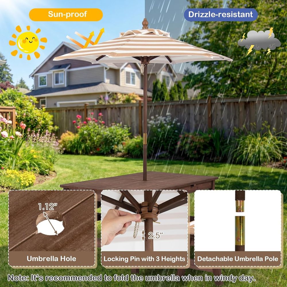 Kids Picnic Table, ir Wood Tod - Kids Outdoor Table With Umbrella recension och pris