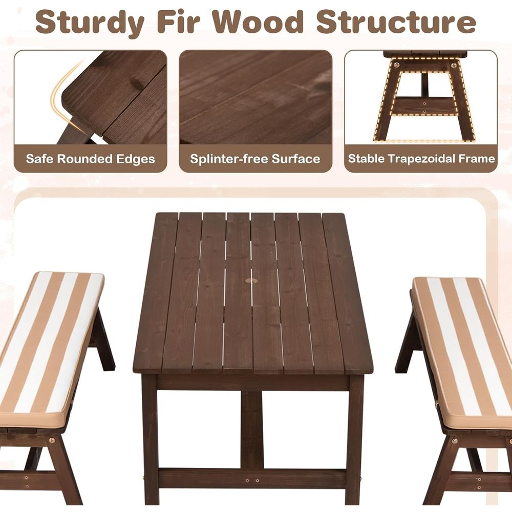 Kids Picnic Table, ir Wood Tod - Kids Outdoor Table With Umbrella recension och pris