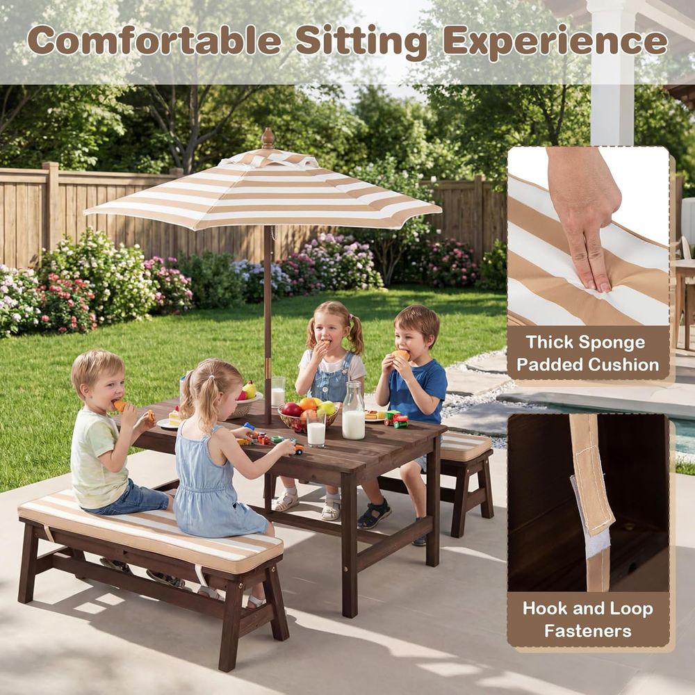 Kids Picnic Table, ir Wood Tod - Kids Outdoor Table With Umbrella recension och pris