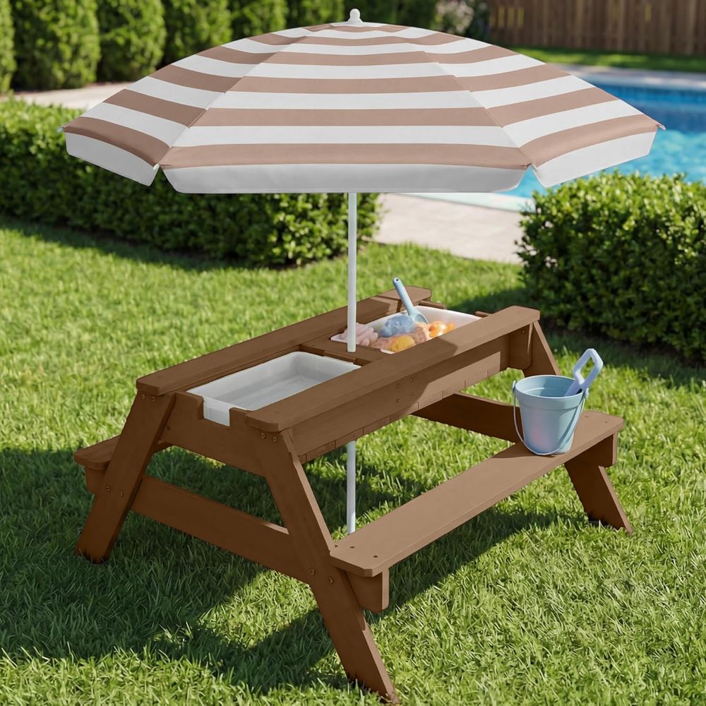Kids Picnic Table with Umbrell - Kids Outdoor Water Table recension och pris
