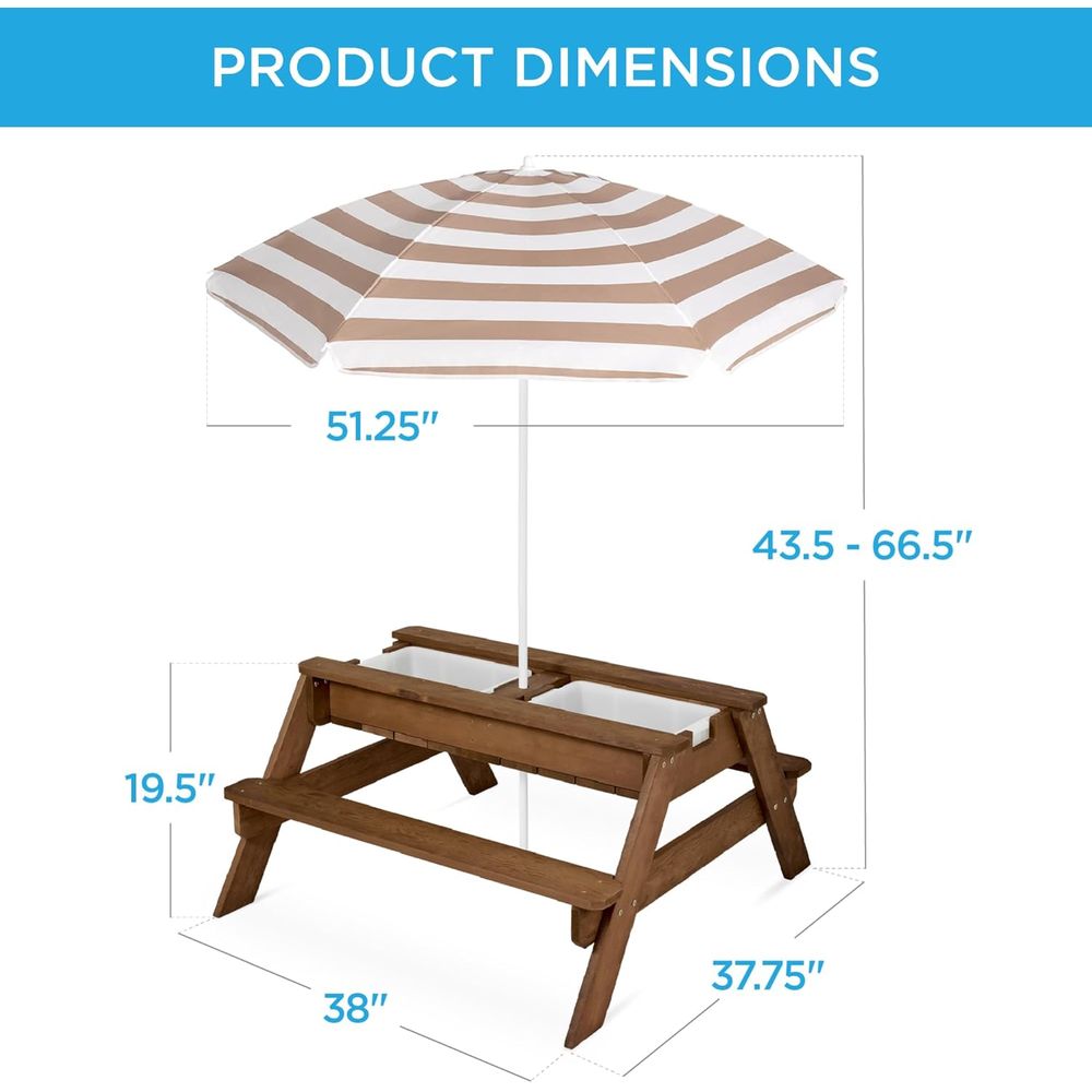 Kids Picnic Table with Umbrell - Kids Outdoor Water Table recension och pris