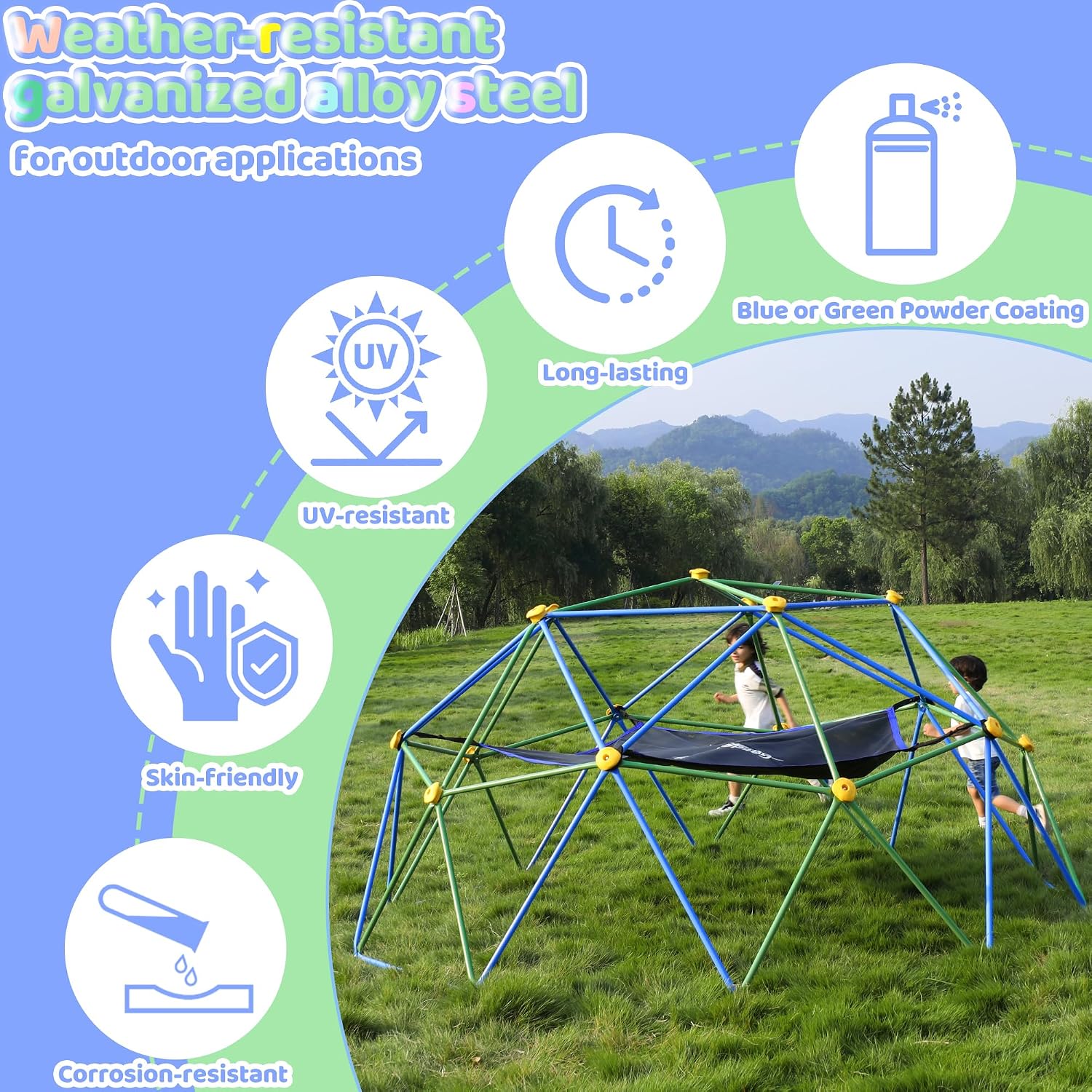 10FT Climbing Dome with Hammoc - Kids Outdoor Jungle Gym Dome recension och pris