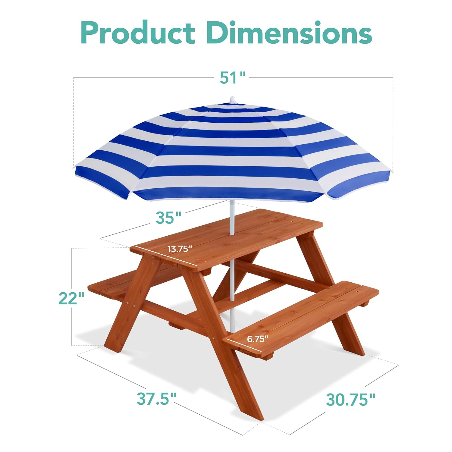 Wooden Kids Picnic Table with  - Kids Outdoor Table With Umbrella recension och pris