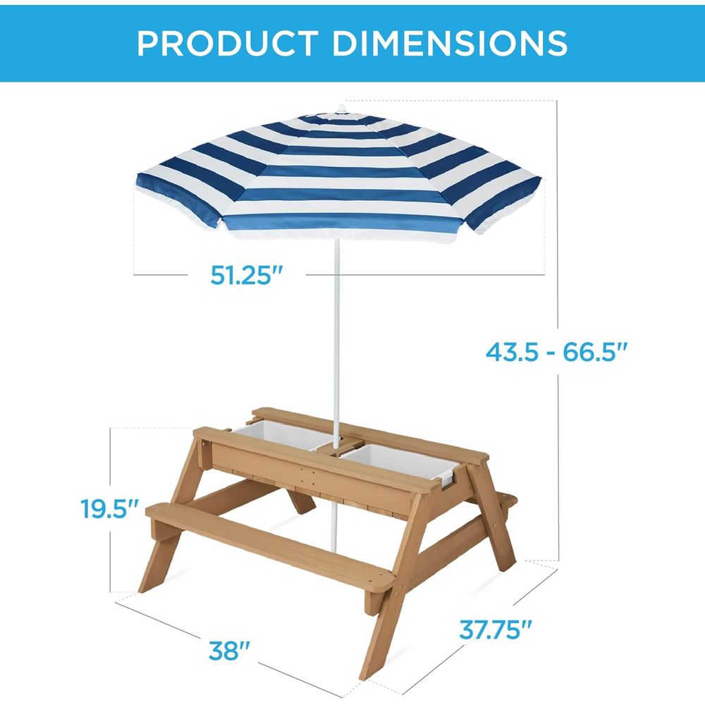 Kids Picnic Table with Umbrell - Kids Outdoor Table With Umbrella recension och pris