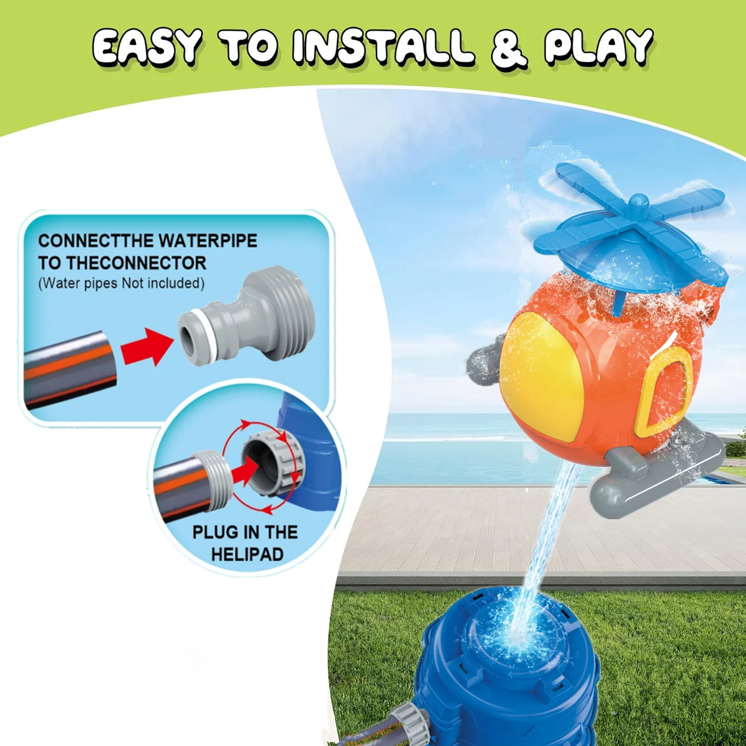 Helicopter Sprinkler Water Toy - Kids Outdoor Yard Tools recension och pris