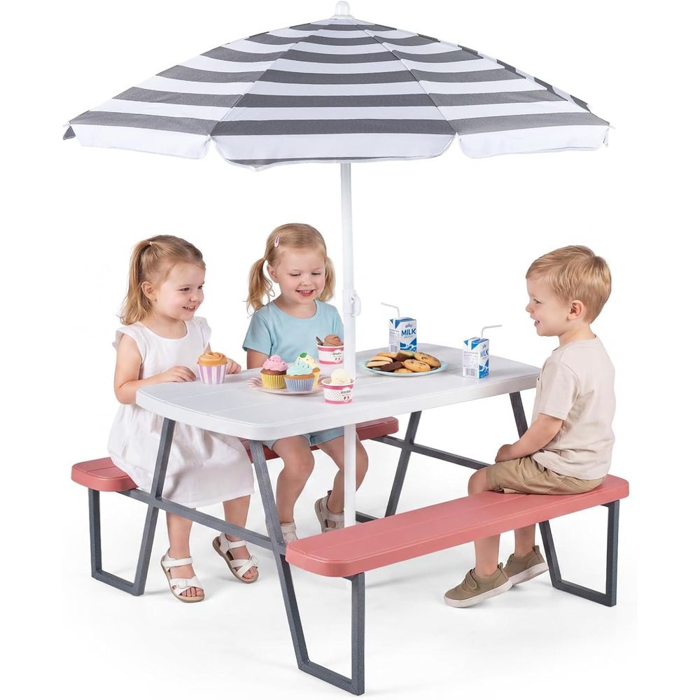 Kids Picnic Table, Toddler Out - Kids Outdoor Table With Umbrella recension och pris