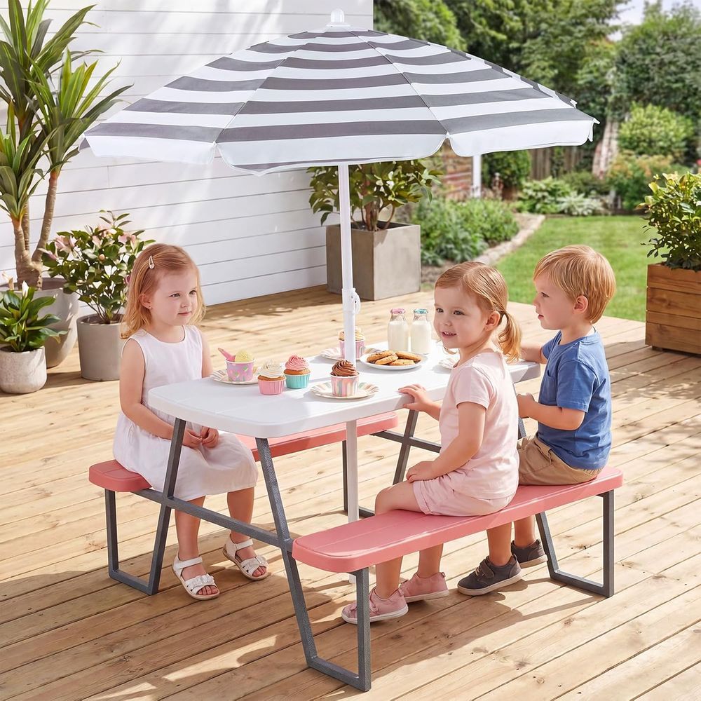 Kids Picnic Table, Toddler Out - Kids Outdoor Table With Umbrella recension och pris