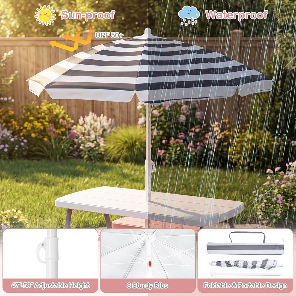 Kids Picnic Table, Toddler Out - Kids Outdoor Table With Umbrella recension och pris